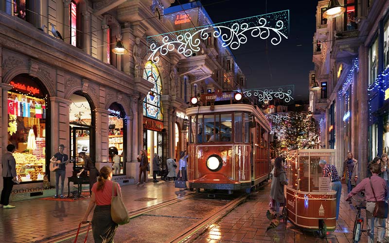 istiklal street at night